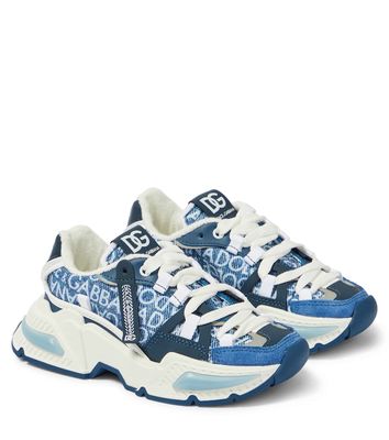 Dolce & Gabbana Kids Airmaster denim and suede sneakers