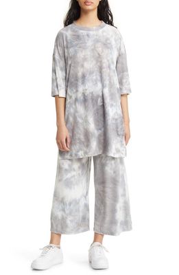 Dressed in Lala Lex Ribbed Oversize T-Shirt & High Waist Crop Pants in Moody Tie Dye