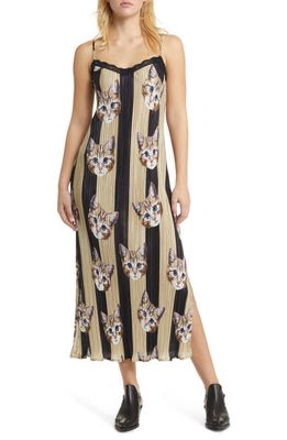 Dressed in Lala Money Honey Plissé Midi Slipdress in Pretty Kitty