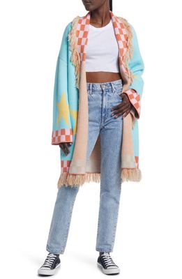 Dressed in Lala UFO Oversize Fringe Open Front Cardigan in Greetings Earthlings