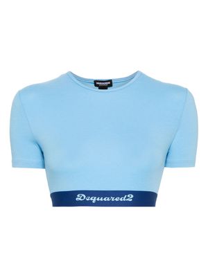 Dsquared2 logo-waistband cropped top - Blue