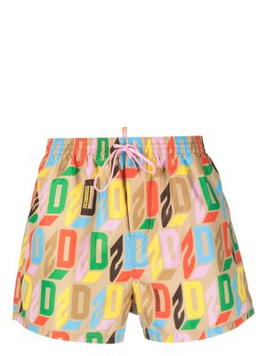 Dsquared2 monogram-print swim shorts - Neutrals
