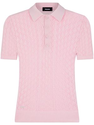 Dsquared2 pointelle-knit cotton polo top - Pink