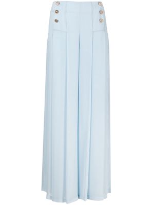 Edward Achour Paris button-detailed wide leg trousers - Blue