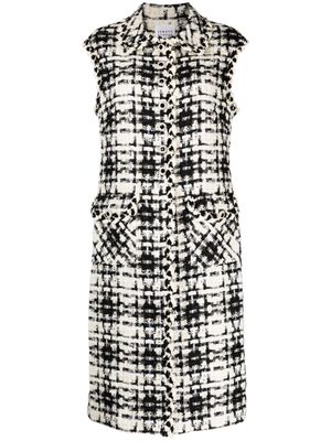 Edward Achour Paris decorative-button long tweed gilet - Black