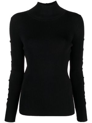 Edward Achour Paris high-neck cut-out jumper - Black