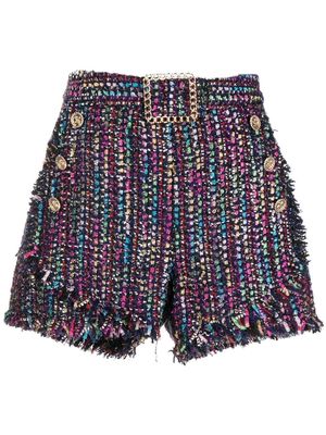Edward Achour Paris rough-cut metallic tweed shorts - Multicolour