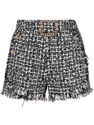 Edward Achour Paris rough-cut tweed shorts - Black