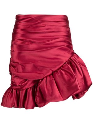Edward Achour Paris ruffled satin skirt - Red