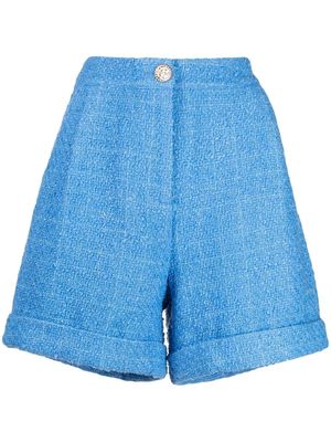 Edward Achour Paris wide-leg tweet shorts - Blue