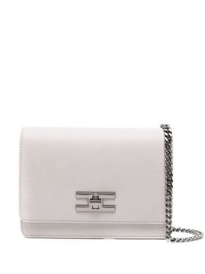 Elisabetta Franchi logo-plaque grained-textured crossbody bag - Grey