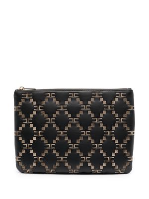 Elisabetta Franchi micro-stud embellished clutch bag - Black