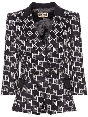 Elisabetta Franchi monogram-jacquard double-breasted blazer - Black