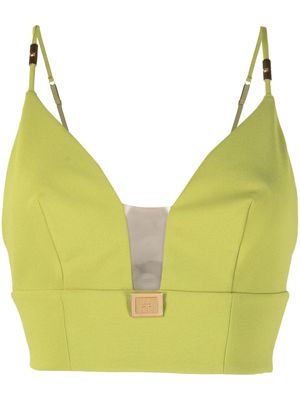 Elisabetta Franchi plunging V-neck cropped top - Green