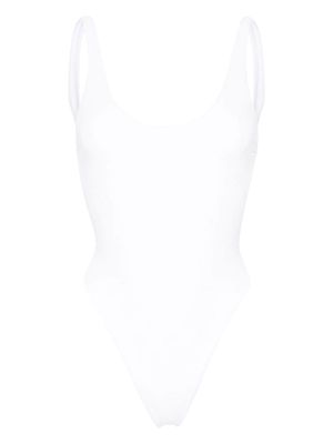 Elisabetta Franchi rhinestone-embellished monogram swimsuit - White