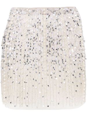 Elisabetta Franchi sequined tulle miniskirt - Silver
