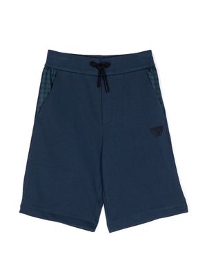 Emporio Armani Kids logo-patch cotton shorts - Blue