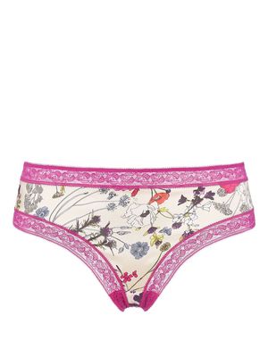 ERES floral-print lace-panel briefs - White