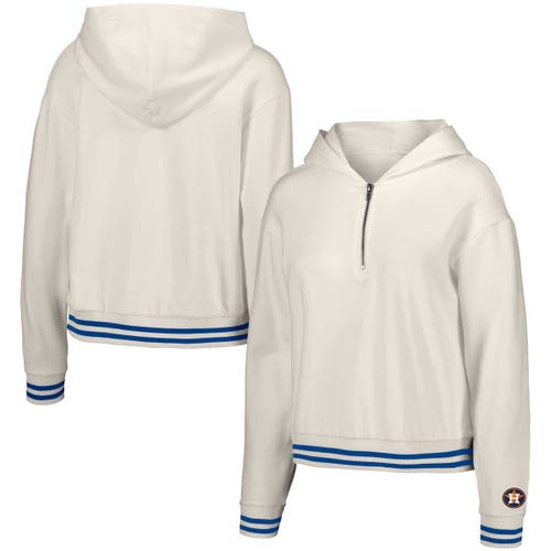 Women's Lusso White Houston Astros Magnolia Tri-Blend Quarter-Zip Hoodie
