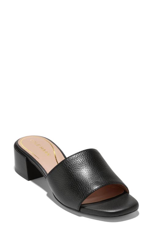 Cole Haan Calli Single Band Block Heel Slide Sandal in Black Ltr
