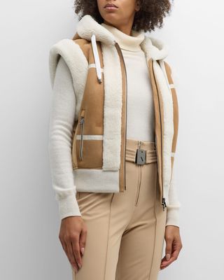 Feli Suede Vest with Shearling Trim