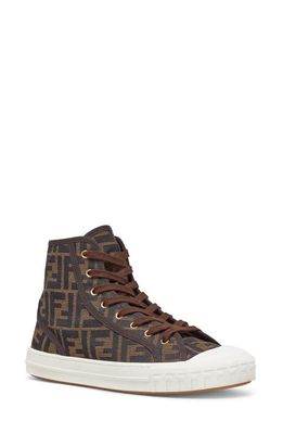 Fendi FF Domino High Top Sneaker in Tabacco Nero