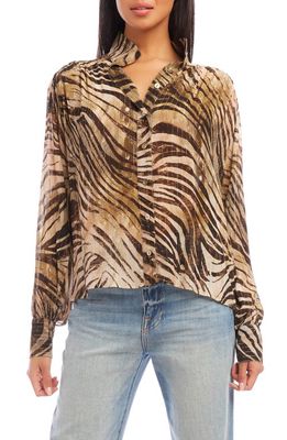FIFTEEN TWENTY Animal Stripe Metallic Blouse in Zebra