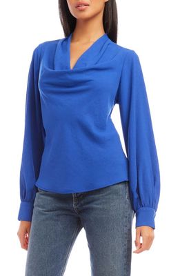 FIFTEEN TWENTY Cowl Neck Bishop Sleeve Top in Cobalt
