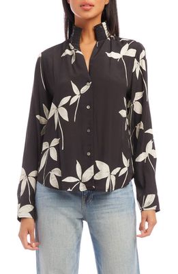 FIFTEEN TWENTY Floral Long Sleeve Crepe Shirt in Print