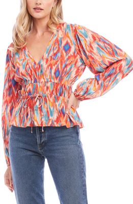 FIFTEEN TWENTY Geometric Print Shirred Waist Blouse