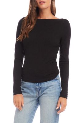 FIFTEEN TWENTY Marta Open Back Rib Knit Top in Black