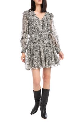 FIFTEEN TWENTY Paisley Ruffle Metallic Long Sleeve Dress in Print