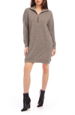 FIFTEEN TWENTY Quarter Zip Long Sleeve Sweatshirt Dress in Taupe