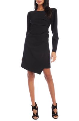 FIFTEEN TWENTY Ruched Long Sleeve Minidress in Black