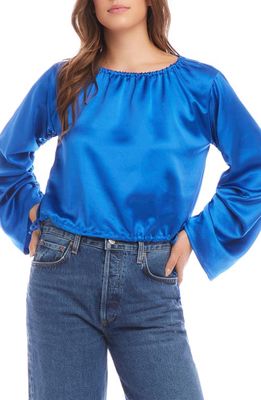 FIFTEEN TWENTY Serafina Satin Top in Blue