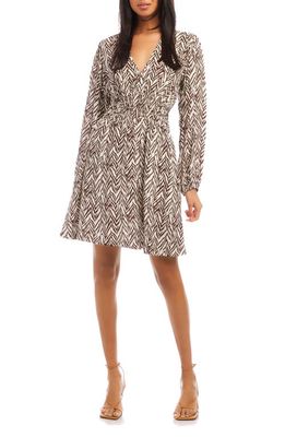 FIFTEEN TWENTY Smocked Waist Long Sleeve Dress in Print