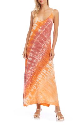 FIFTEEN TWENTY Tie Dye Silk Crêpe de Chine Slipdress in Coral/Orange Tie Dye