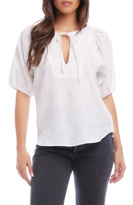 FIFTEEN TWENTY Tie Neck Linen Top in White