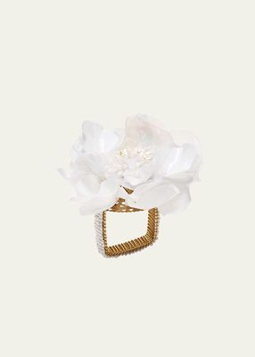 Gardenia Napkin Ring in White