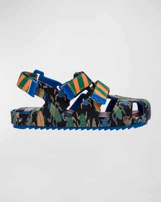 Girl's Cage Pattern Grip-Strap Sandals, Baby/Toddlers