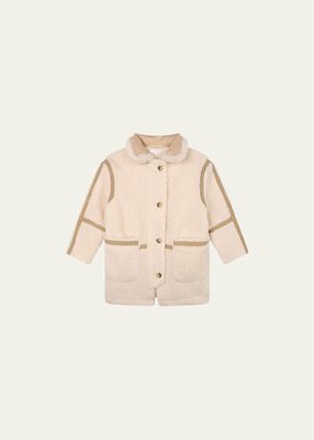 Girl's Faux-Fur Sherpa Coat, Size 6-14