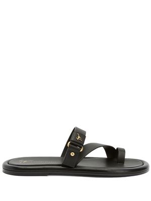Giuseppe Zanotti single toe leather slides - Black