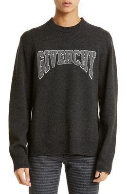Givenchy Embroidered Logo Wool & Cashmere Sweater in Black/Natural