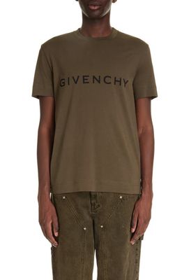 Givenchy Slim Fit Cotton Logo Tee in Khaki