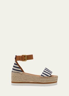 Glyn Stripe Ankle-Strap Espadrille Sandals