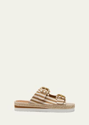 Glyn Stripe Dual-Buckle Espadrille Sandals