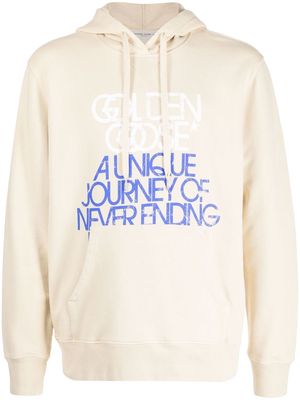 Golden Goose logo print cotton hoodie - Neutrals