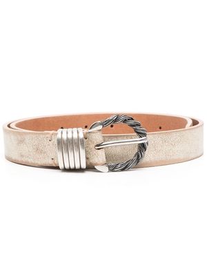 Golden Goose worn-effect spiral belt - White