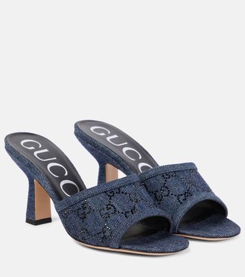 Gucci GG Crystal denim mules