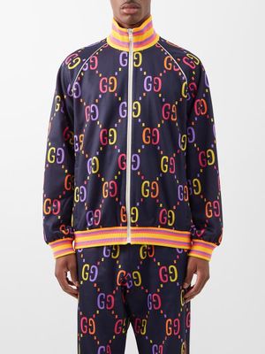 Gucci - GG-jacquard Jersey Track Jacket - Mens - Blue Multi Gucci - GG-jacquard Jersey Track Jacket - Mens - Blue Multi